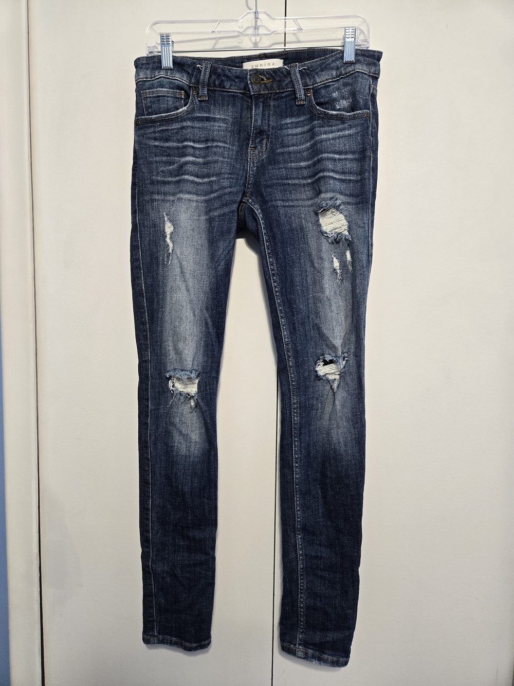 Eunina Maxwell Low Rise Skinny Distressed‎ Jeans Women's Size 7 Stretch